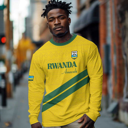 Custom Rwanda Football Long Sleeve Shirt Pride Of Rwanda - Yellow - African Pride
