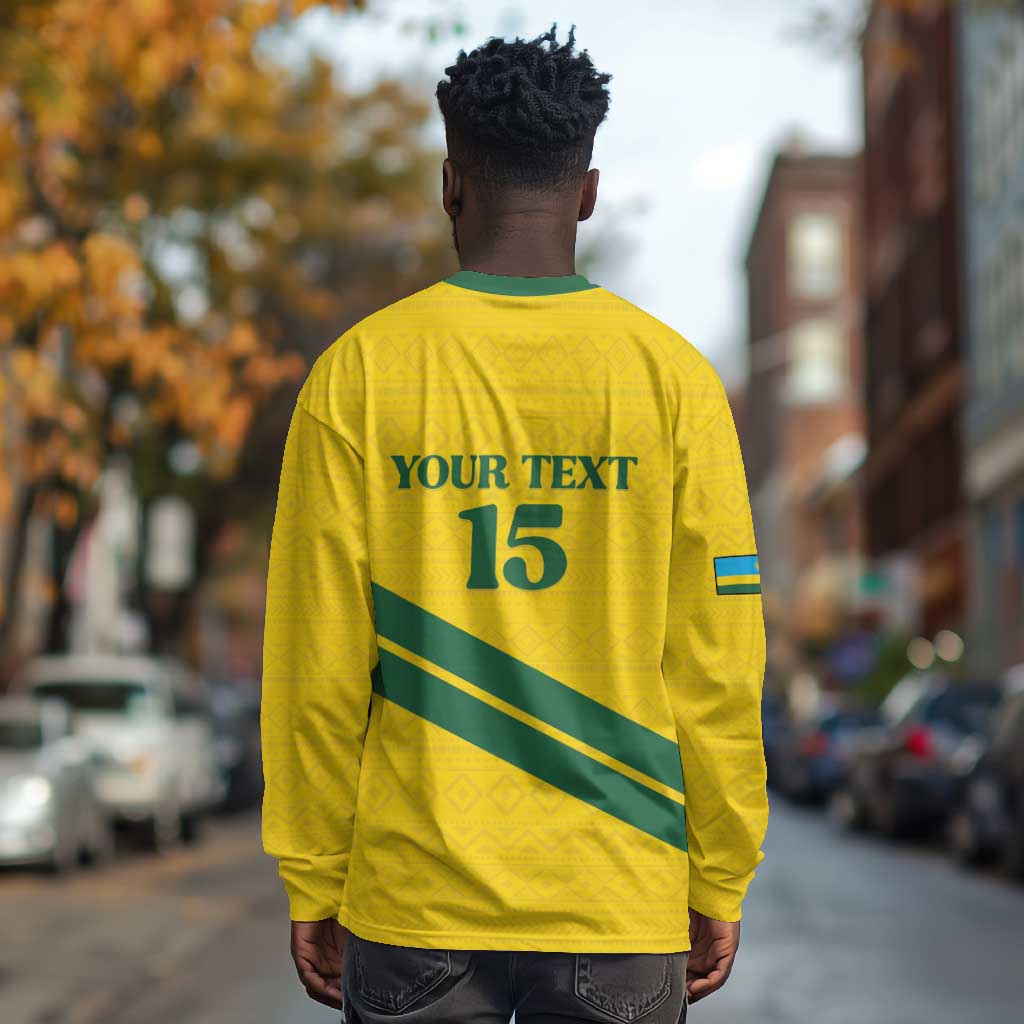 Custom Rwanda Football Long Sleeve Shirt Pride Of Rwanda - Yellow - African Pride