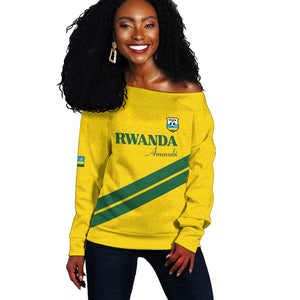Custom Rwanda Football Off Shoulder Sweater Pride Of Rwanda - Yellow - African Pride
