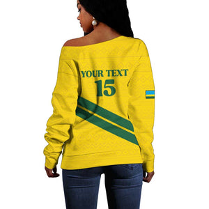 Custom Rwanda Football Off Shoulder Sweater Pride Of Rwanda - Yellow - African Pride