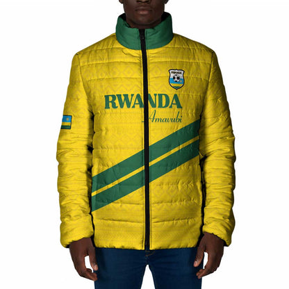 Custom Rwanda Football Padded Jacket Pride Of Rwanda - Yellow - African Pride