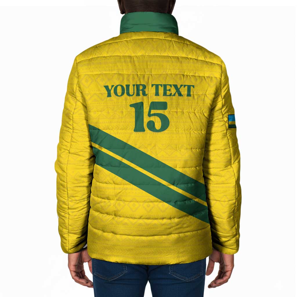 Custom Rwanda Football Padded Jacket Pride Of Rwanda - Yellow - African Pride