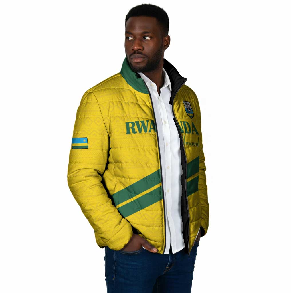 Custom Rwanda Football Padded Jacket Pride Of Rwanda - Yellow - African Pride