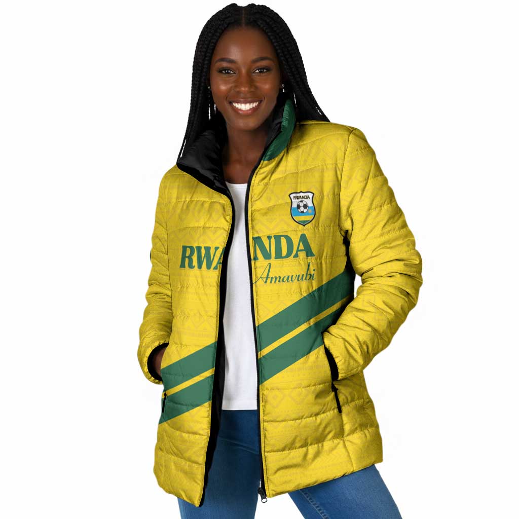 Custom Rwanda Football Padded Jacket Pride Of Rwanda - Yellow - African Pride