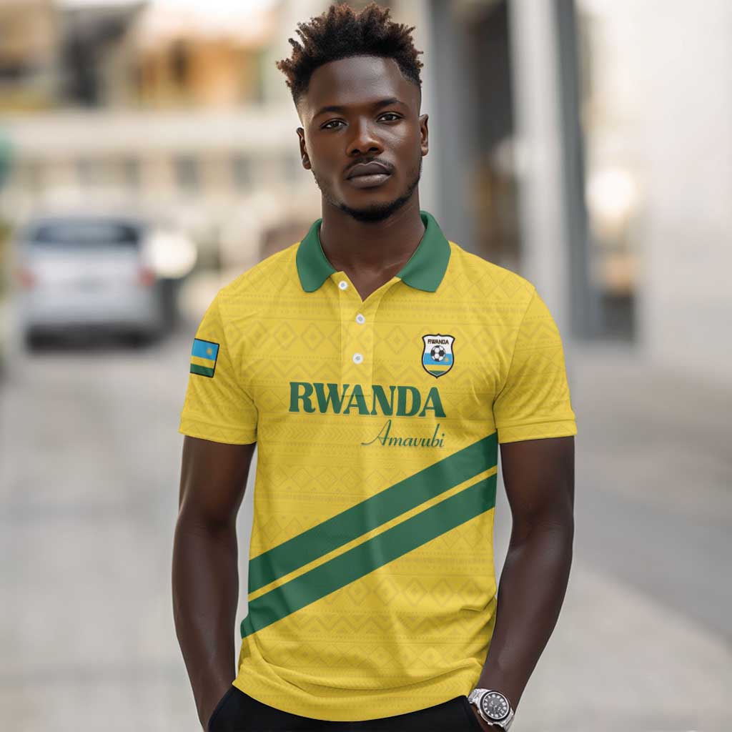 Custom Rwanda Football Polo Shirt Pride Of Rwanda - Yellow LT15