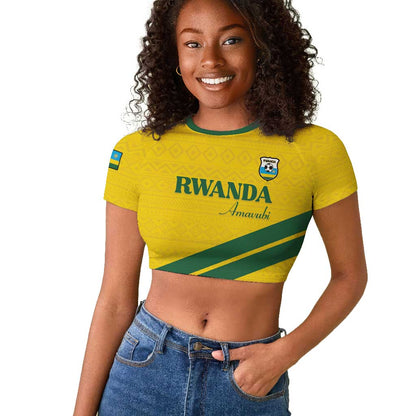 Custom Rwanda Football Raglan Cropped T shirt Pride Of Rwanda - Yellow LT15