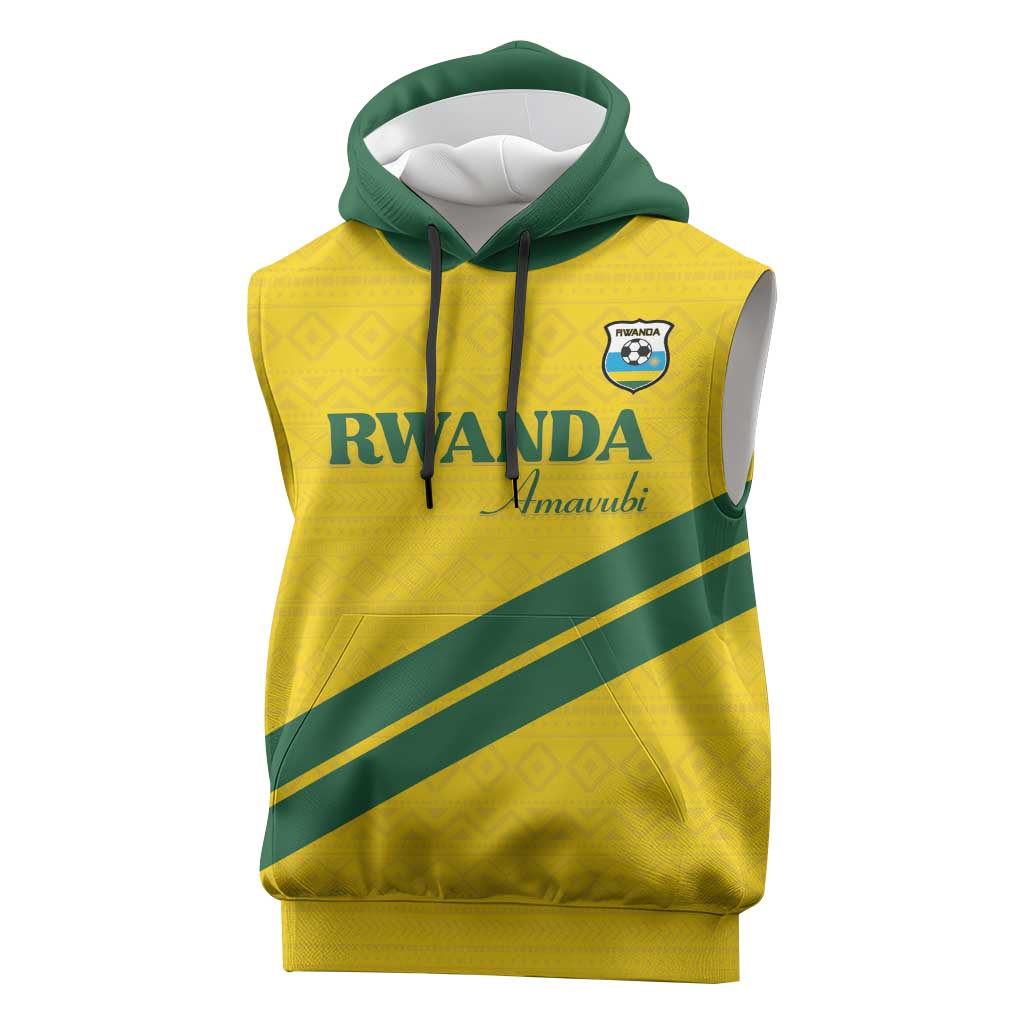 Custom Rwanda Football Sleeveless Hoodie Pride Of Rwanda - Yellow - African Pride