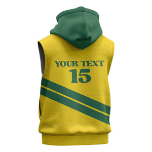 Custom Rwanda Football Sleeveless Hoodie Pride Of Rwanda - Yellow - African Pride