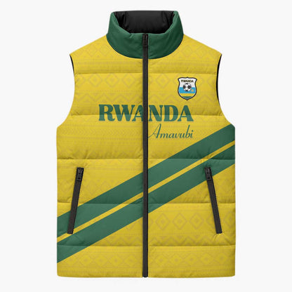 Custom Rwanda Football Sleeveless Puffer Jacket Pride Of Rwanda - Yellow - African Pride