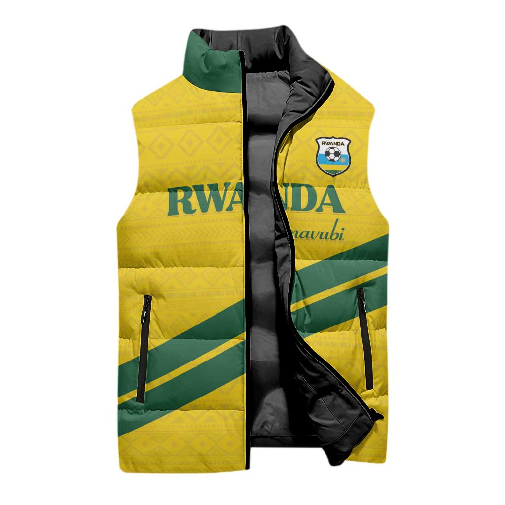 Custom Rwanda Football Sleeveless Puffer Jacket Pride Of Rwanda - Yellow - African Pride