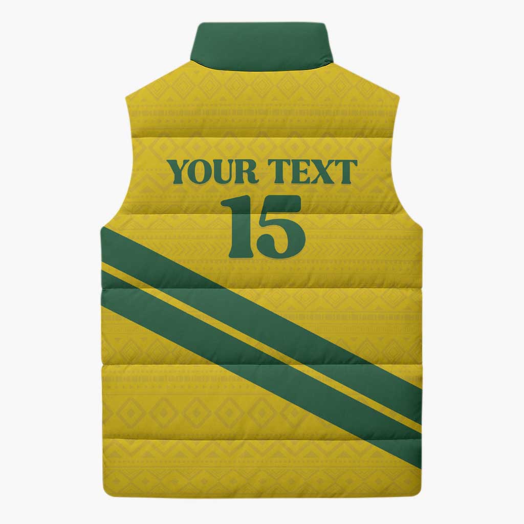 Custom Rwanda Football Sleeveless Puffer Jacket Pride Of Rwanda - Yellow - African Pride