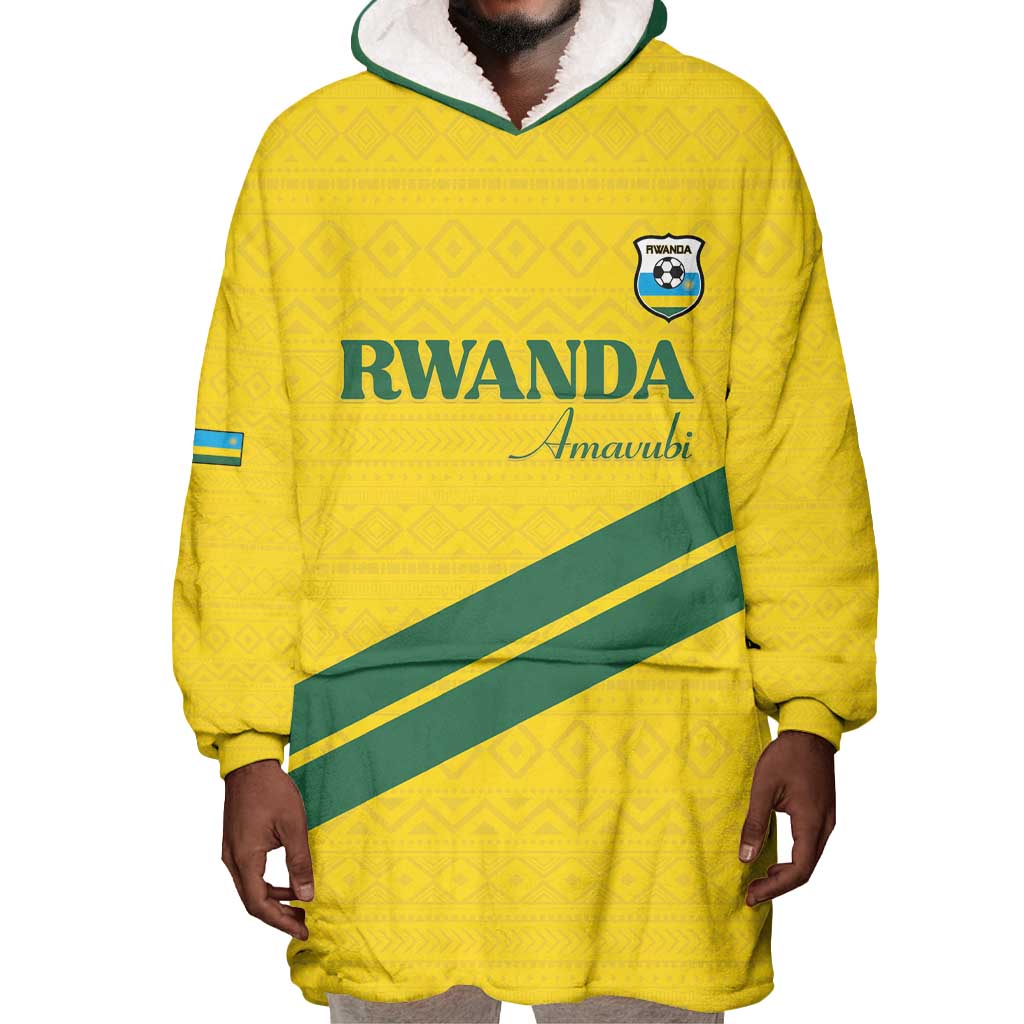 Custom Rwanda Football Wearable Blanket Hoodie Pride Of Rwanda - Yellow - African Pride