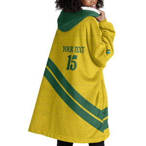 Custom Rwanda Football Wearable Blanket Hoodie Pride Of Rwanda - Yellow - African Pride