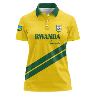 Custom Rwanda Football Women Polo Shirt Pride Of Rwanda - Yellow LT15