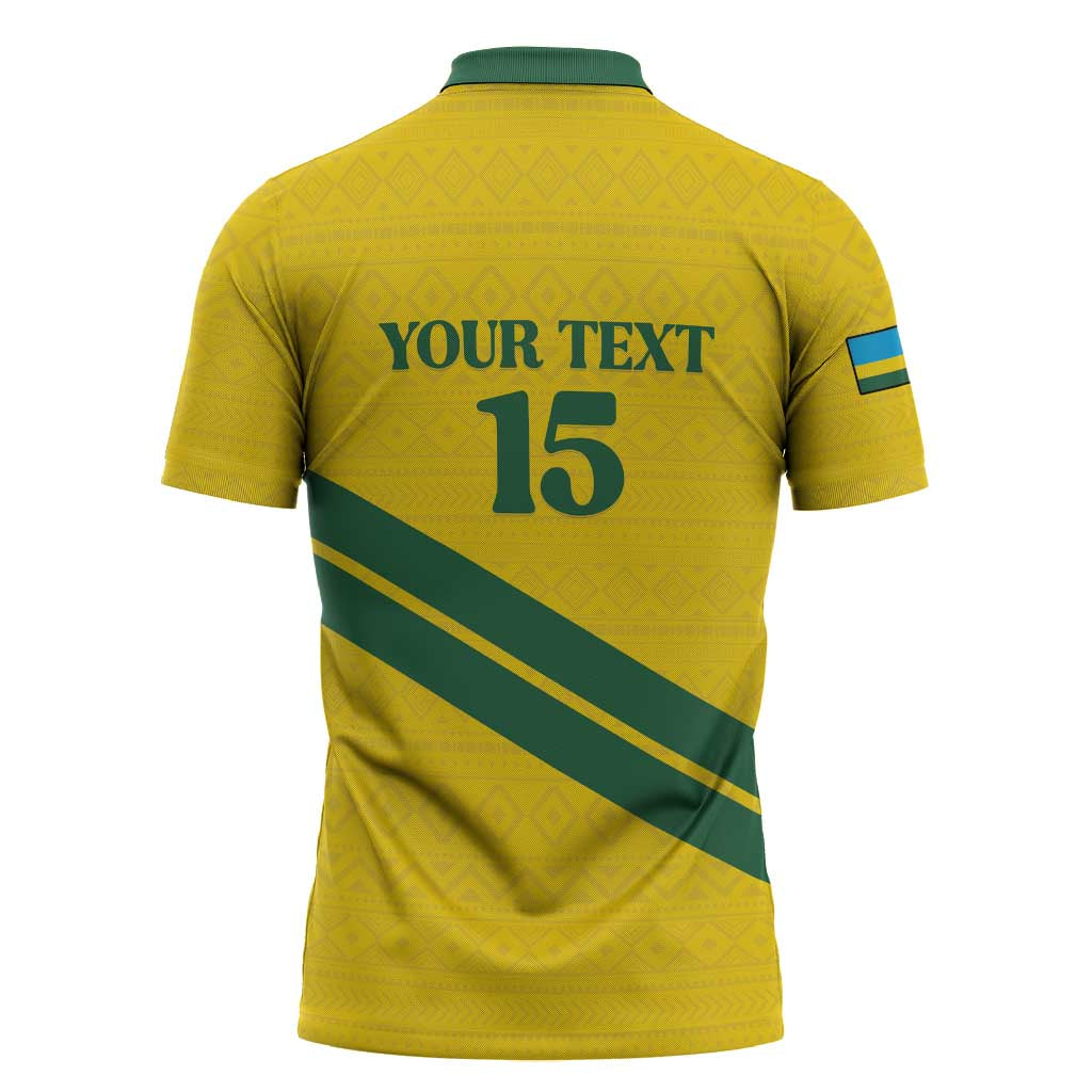 Custom Rwanda Football Zipper Polo Shirt Pride Of Rwanda - Yellow - African Pride
