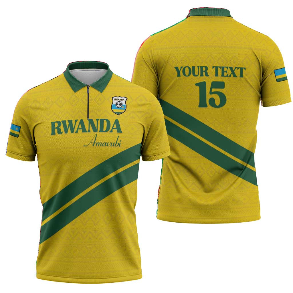 Custom Rwanda Football Zipper Polo Shirt Pride Of Rwanda - Yellow - African Pride