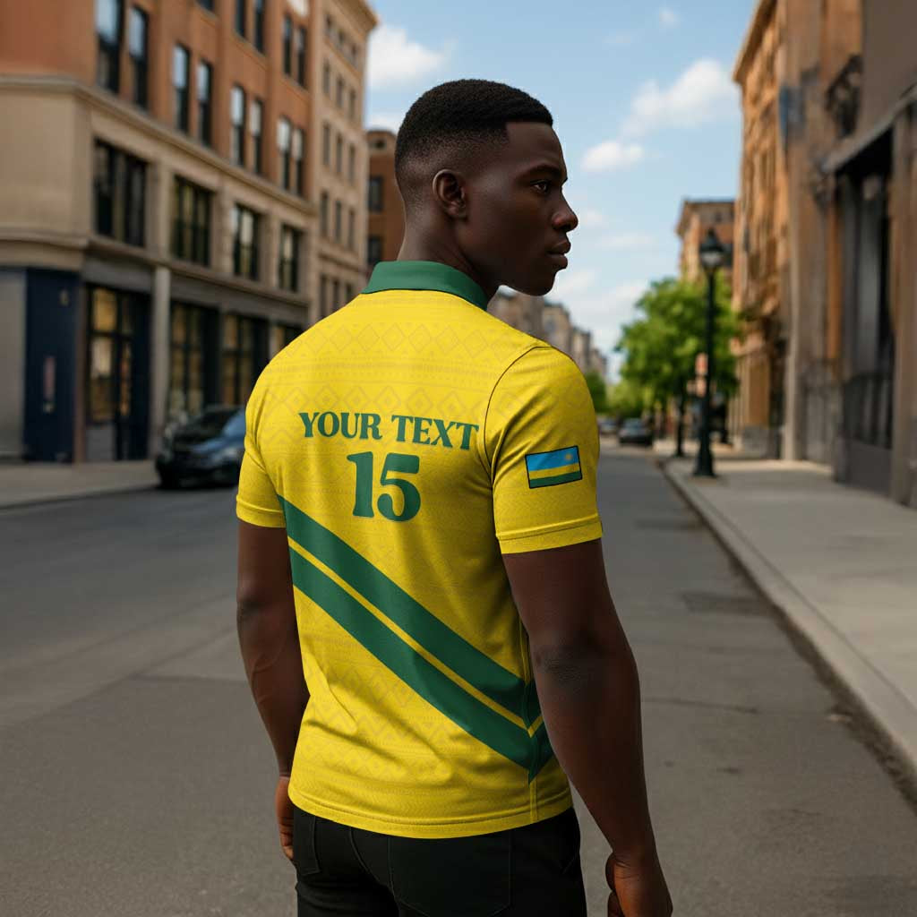 Custom Rwanda Football Zipper Polo Shirt Pride Of Rwanda - Yellow - African Pride