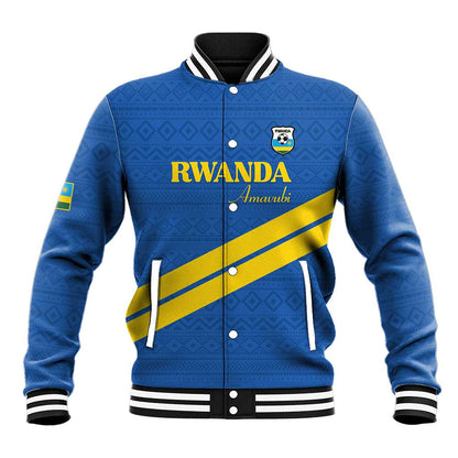 Custom Rwanda Football Baseball Jacket Pride Of Rwanda - Blue - African Pride