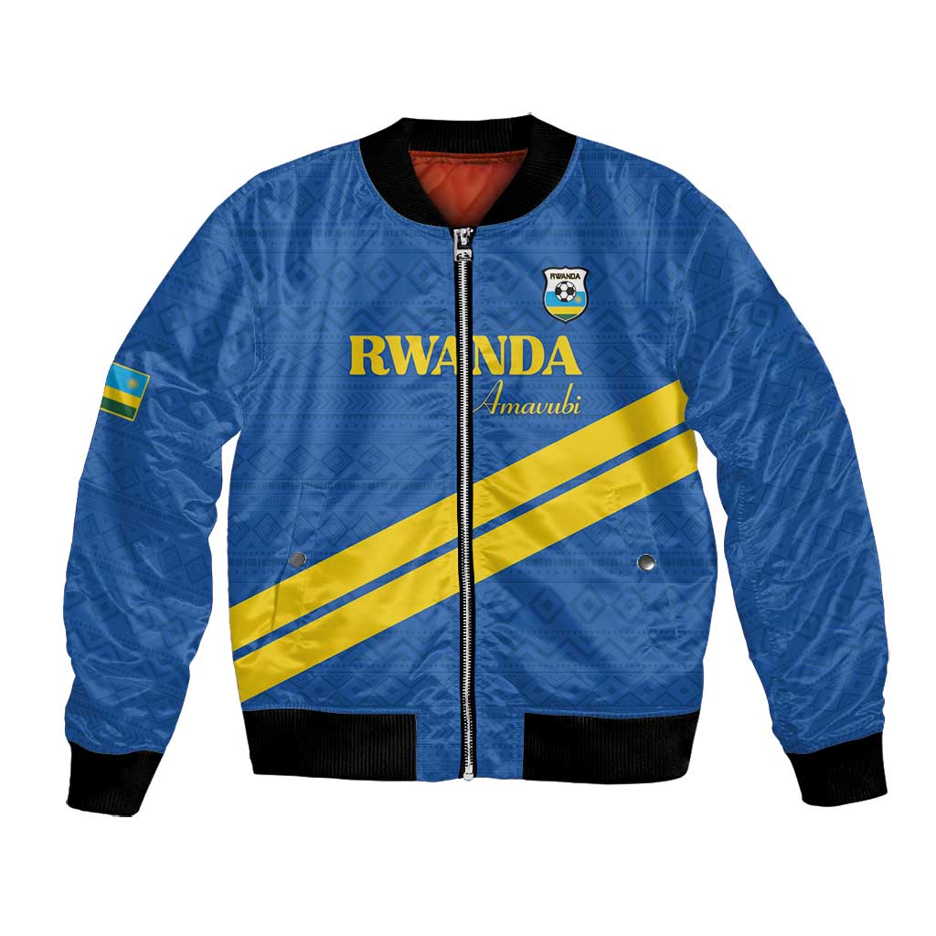 Custom Rwanda Football Bomber Jacket Pride Of Rwanda - Blue - African Pride