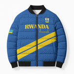 Custom Rwanda Football Bomber Puffer Jacket Pride Of Rwanda - Blue - African Pride