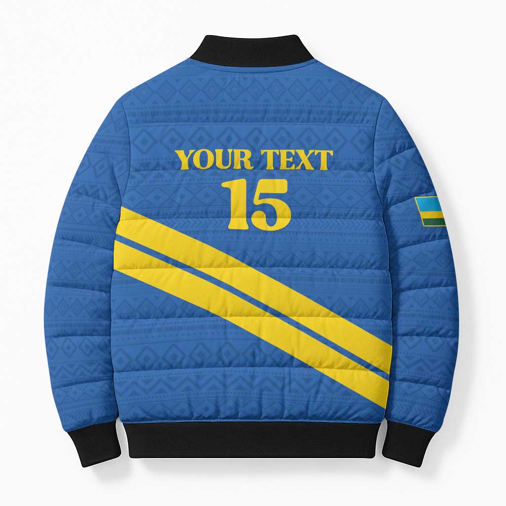 Custom Rwanda Football Bomber Puffer Jacket Pride Of Rwanda - Blue - African Pride