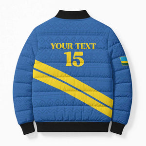 Custom Rwanda Football Bomber Puffer Jacket Pride Of Rwanda - Blue - African Pride