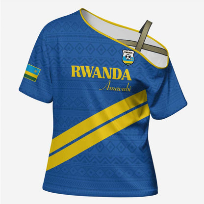 Custom Rwanda Football Cross Shoulder Shirt Pride Of Rwanda - Blue - African Pride