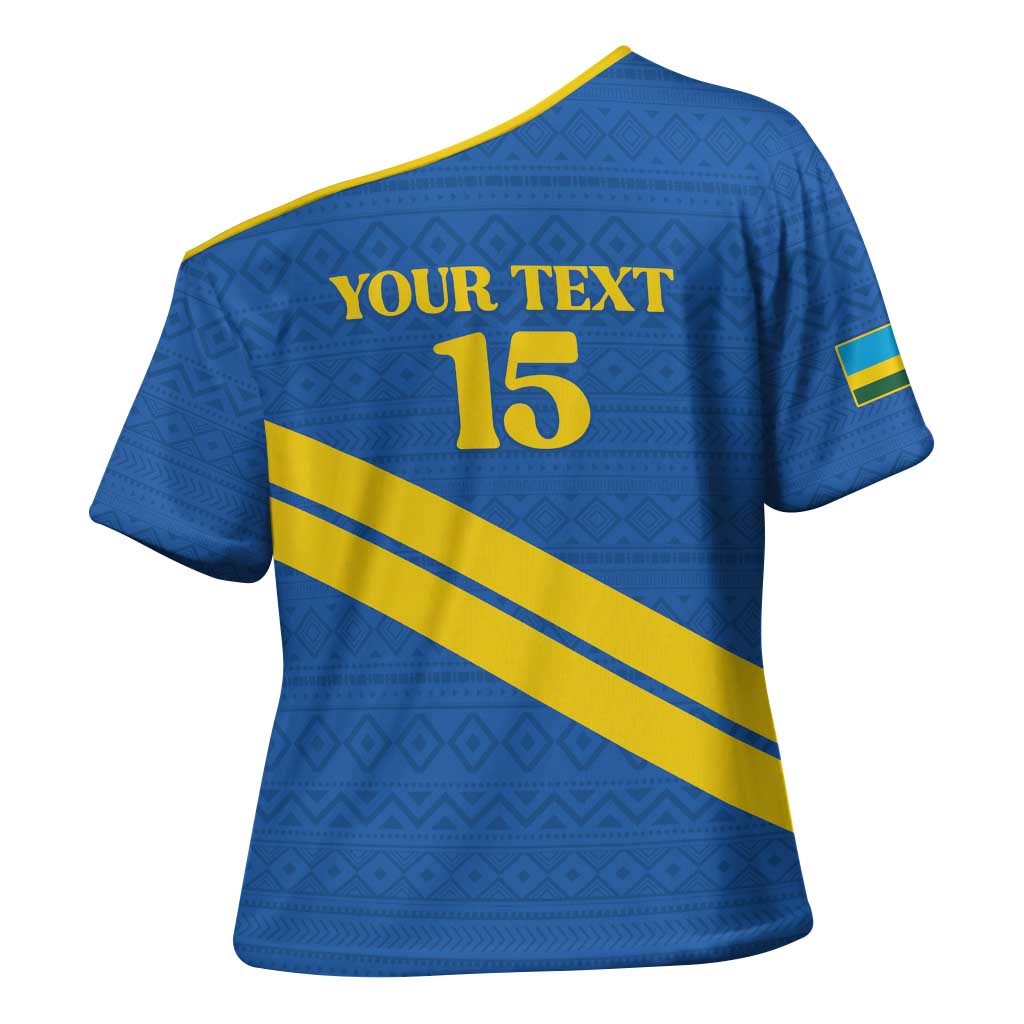 Custom Rwanda Football Cross Shoulder Shirt Pride Of Rwanda - Blue - African Pride