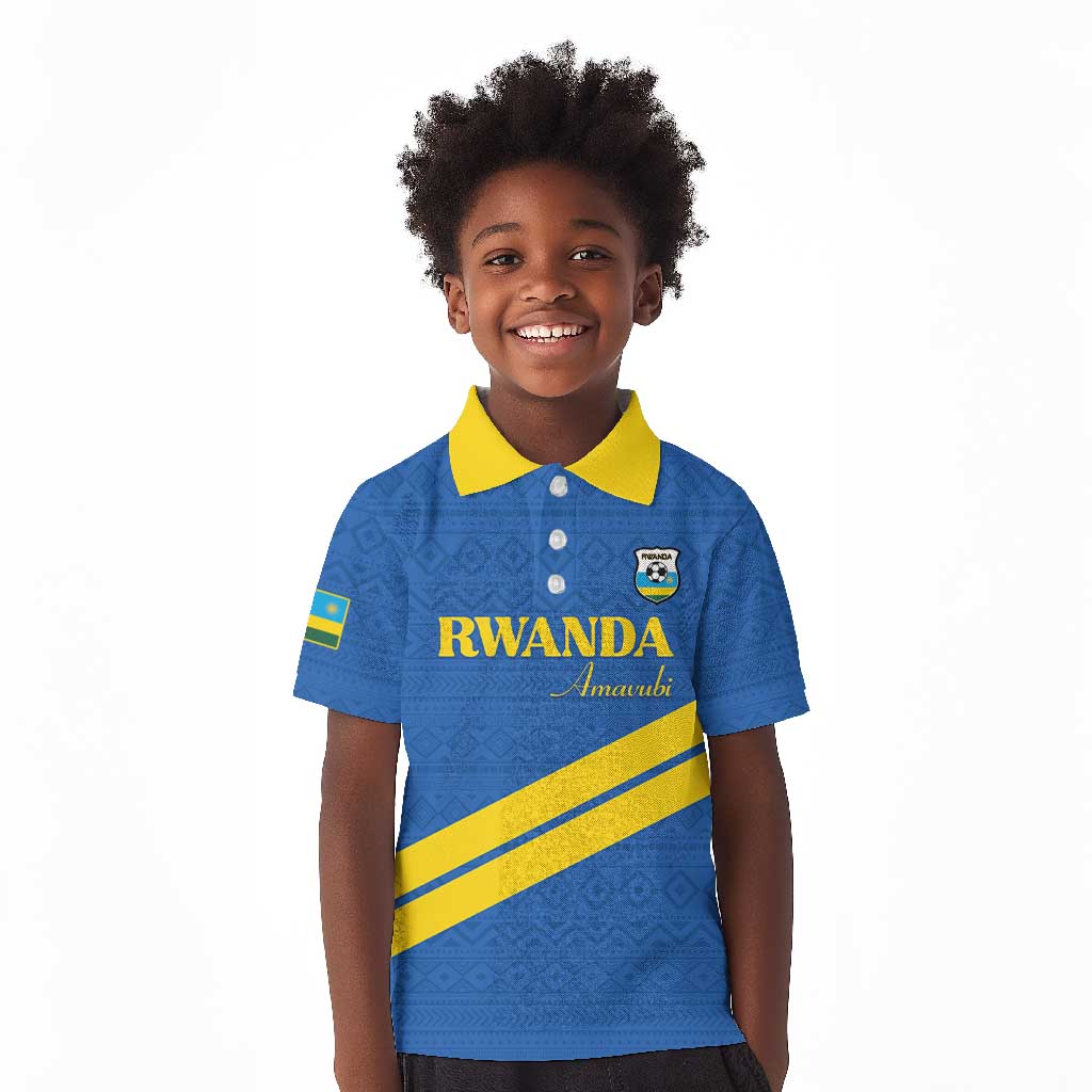 Custom Rwanda Football Kid Polo Shirt Pride Of Rwanda - Blue LT15