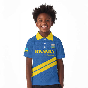 Custom Rwanda Football Kid Polo Shirt Pride Of Rwanda - Blue LT15