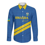 Custom Rwanda Football Long Sleeve Button Shirt Pride Of Rwanda - Blue - African Pride