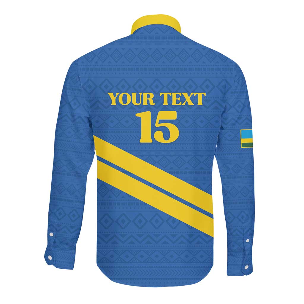 Custom Rwanda Football Long Sleeve Button Shirt Pride Of Rwanda - Blue - African Pride