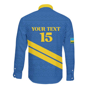 Custom Rwanda Football Long Sleeve Button Shirt Pride Of Rwanda - Blue - African Pride