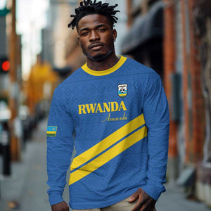 Custom Rwanda Football Long Sleeve Shirt Pride Of Rwanda - Blue - African Pride