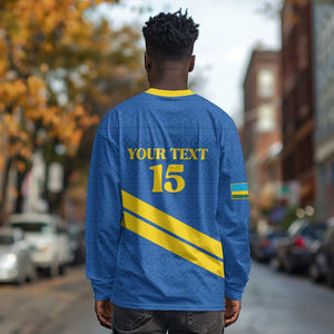 Custom Rwanda Football Long Sleeve Shirt Pride Of Rwanda - Blue - African Pride