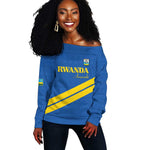 Custom Rwanda Football Off Shoulder Sweater Pride Of Rwanda - Blue - African Pride