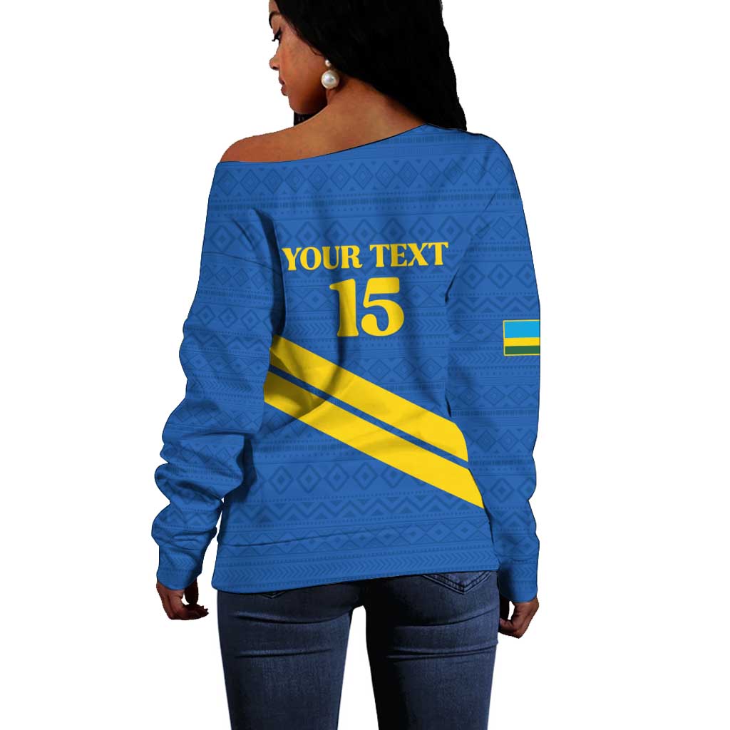 Custom Rwanda Football Off Shoulder Sweater Pride Of Rwanda - Blue - African Pride