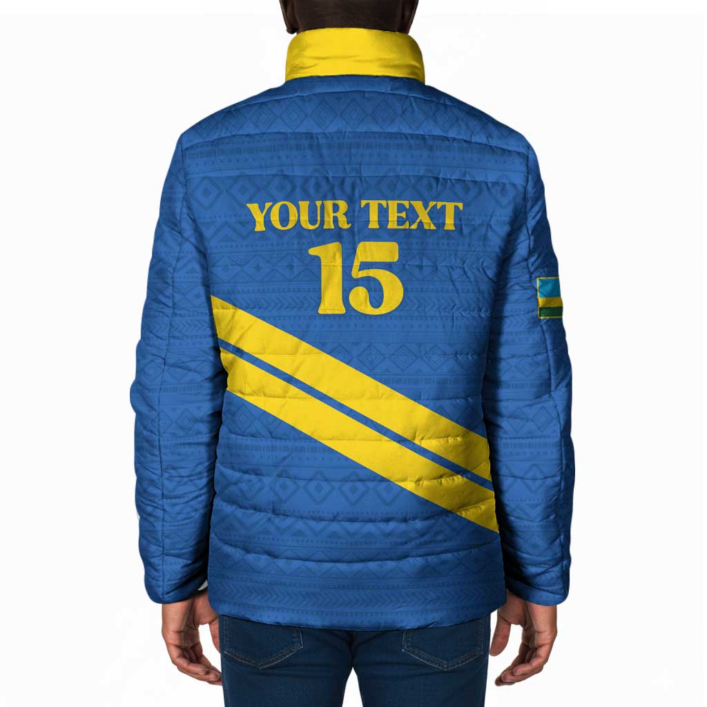 Custom Rwanda Football Padded Jacket Pride Of Rwanda - Blue - African Pride