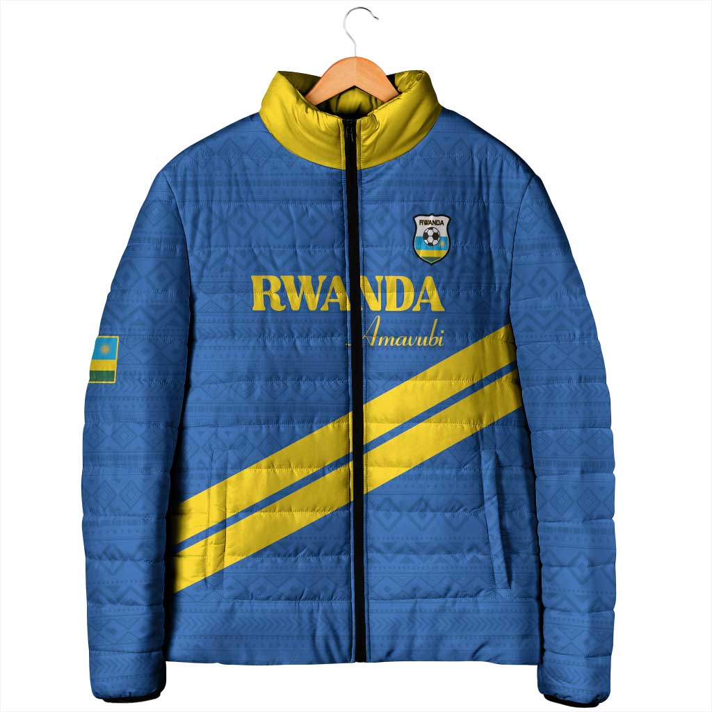 Custom Rwanda Football Padded Jacket Pride Of Rwanda - Blue - African Pride