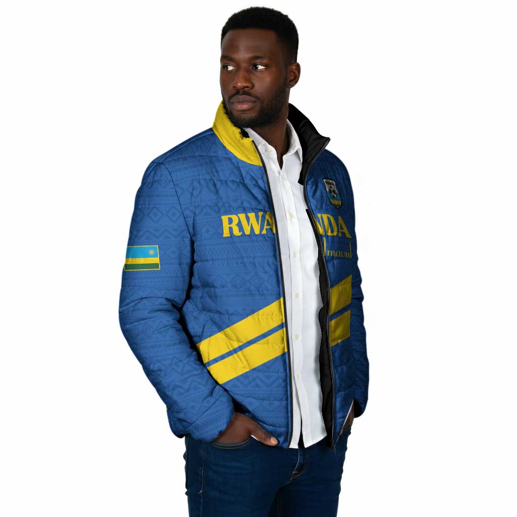 Custom Rwanda Football Padded Jacket Pride Of Rwanda - Blue - African Pride