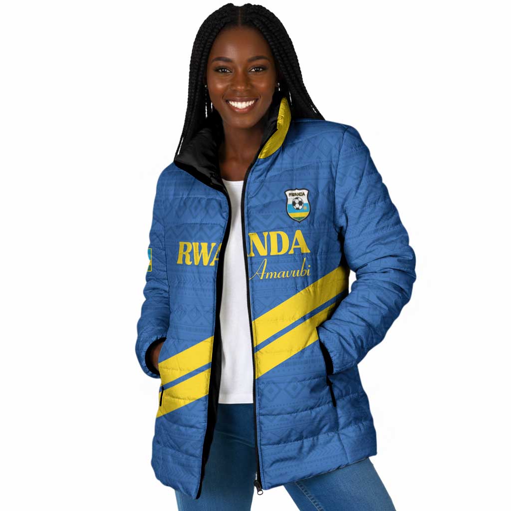 Custom Rwanda Football Padded Jacket Pride Of Rwanda - Blue - African Pride