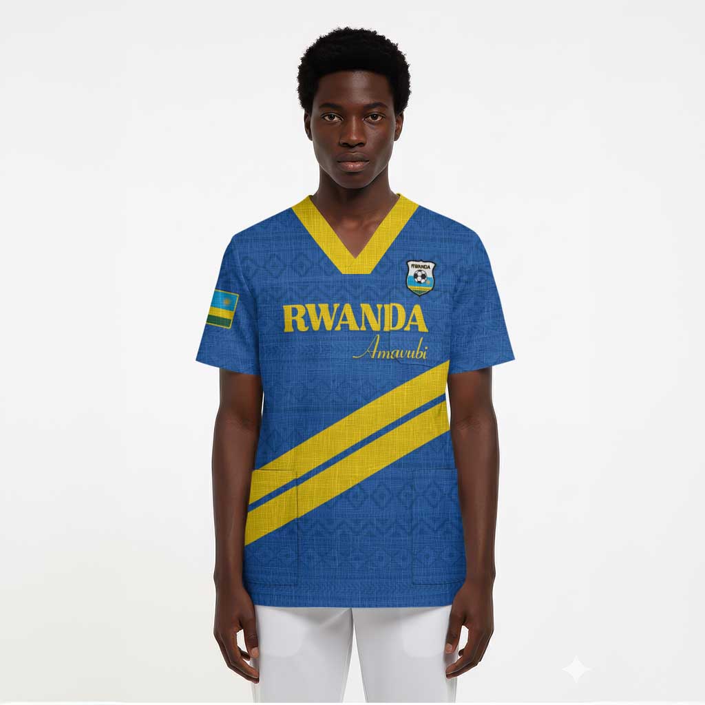 Custom Rwanda Football Scrub Top Pride Of Rwanda - Blue - African Pride