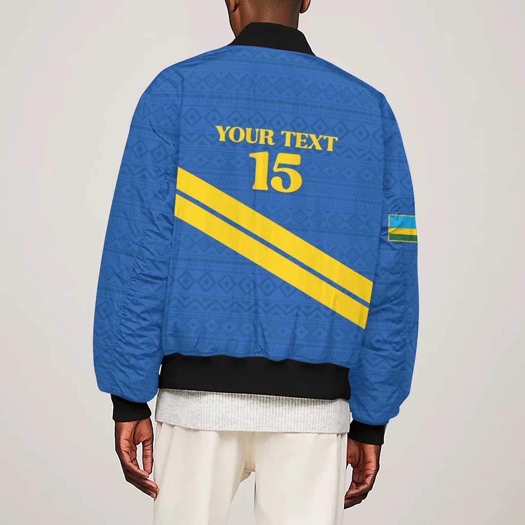 Custom Rwanda Football Sleeve Zip Bomber Jacket Pride Of Rwanda - Blue - African Pride