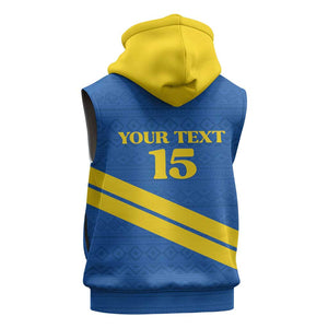Custom Rwanda Football Sleeveless Hoodie Pride Of Rwanda - Blue - African Pride
