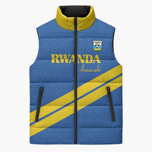 Custom Rwanda Football Sleeveless Puffer Jacket Pride Of Rwanda - Blue - African Pride