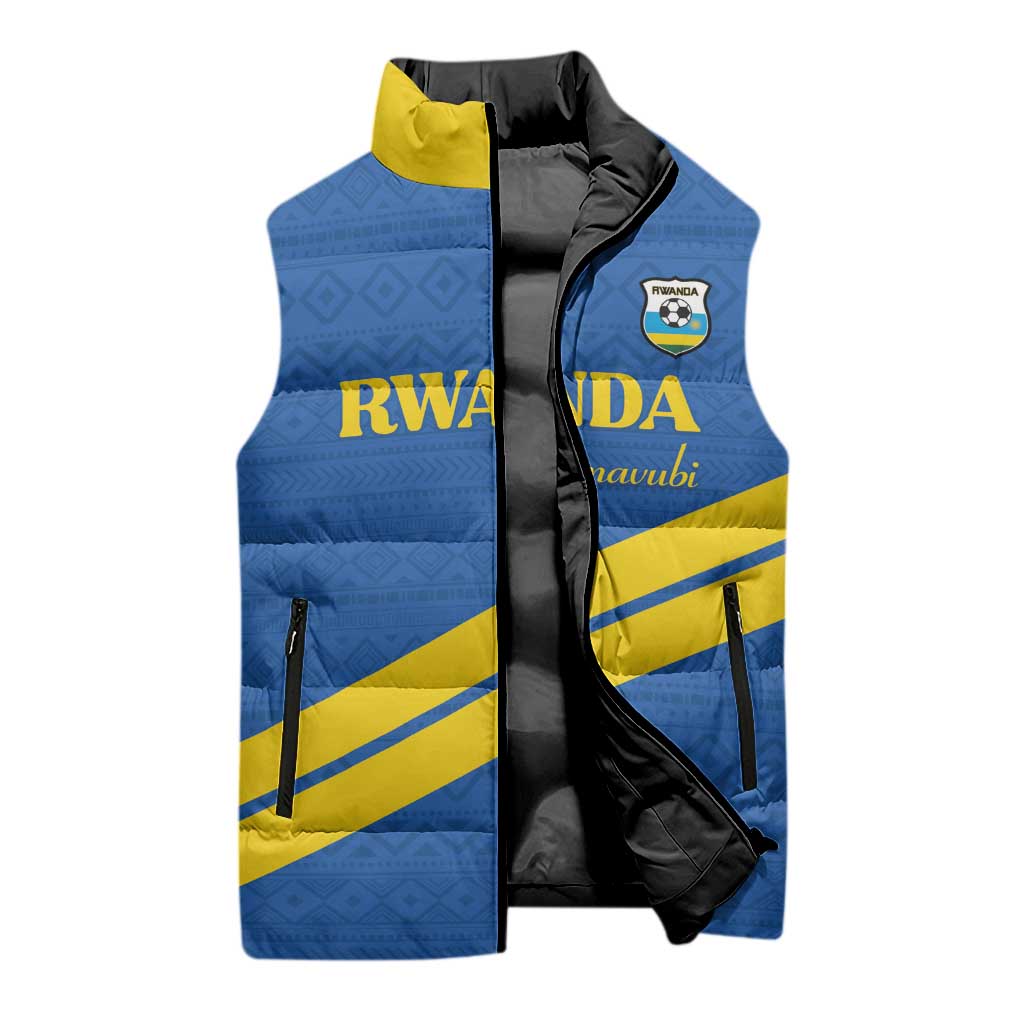 Custom Rwanda Football Sleeveless Puffer Jacket Pride Of Rwanda - Blue - African Pride