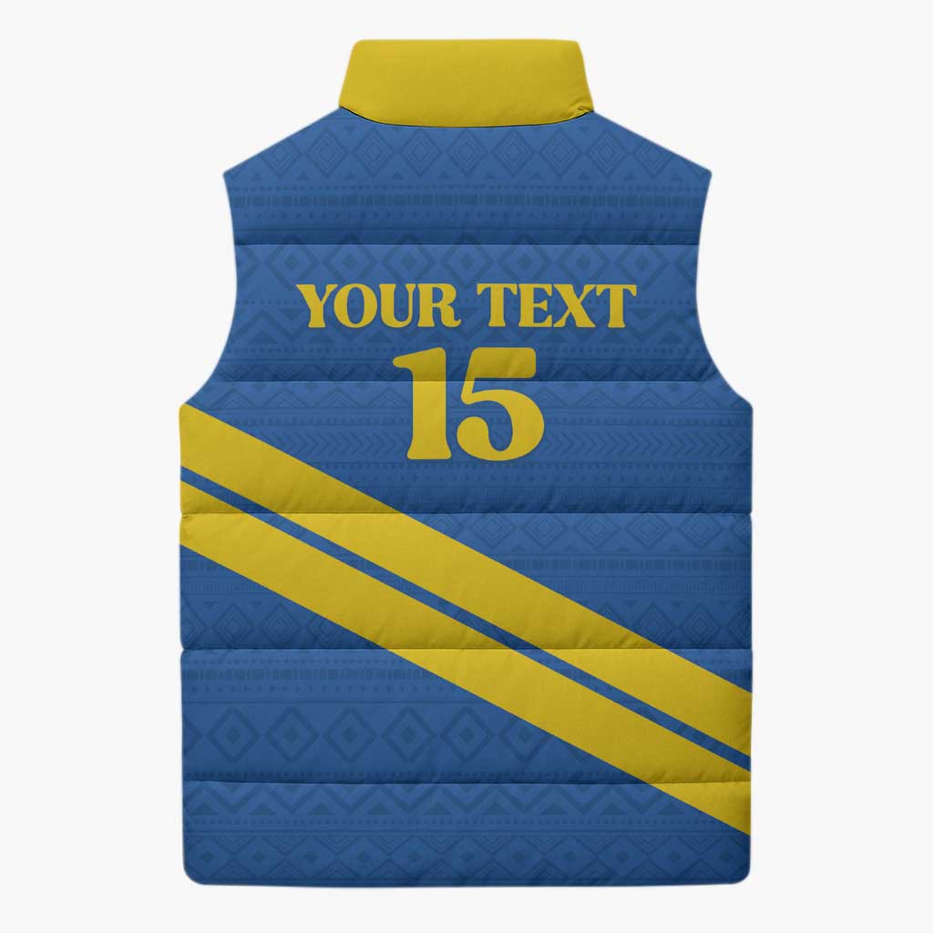 Custom Rwanda Football Sleeveless Puffer Jacket Pride Of Rwanda - Blue - African Pride