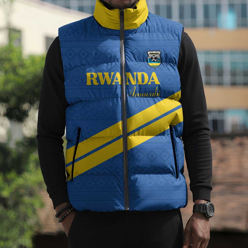 Custom Rwanda Football Sleeveless Puffer Jacket Pride Of Rwanda - Blue - African Pride
