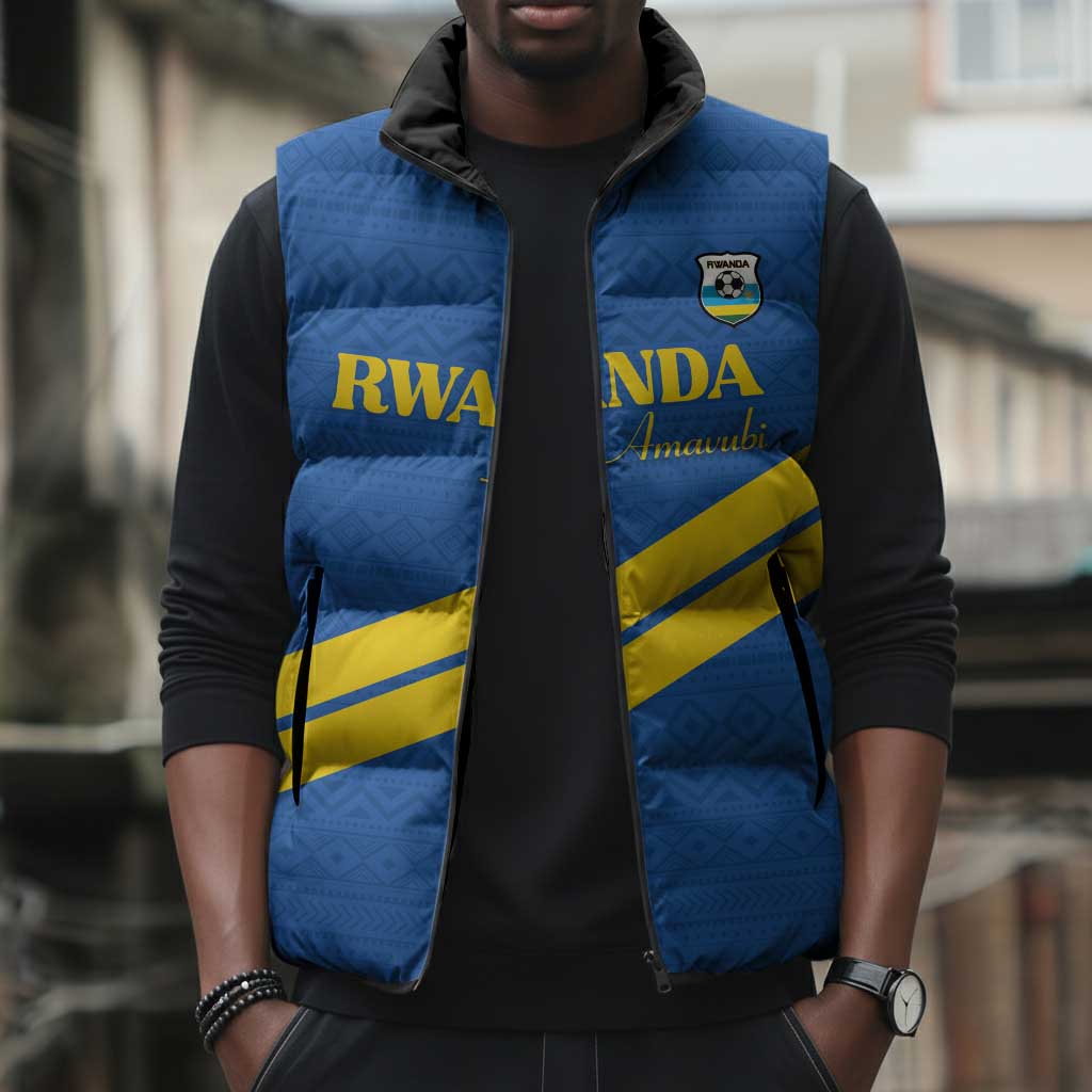 Custom Rwanda Football Sleeveless Puffer Jacket Pride Of Rwanda - Blue - African Pride