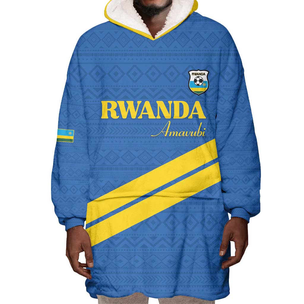 Custom Rwanda Football Wearable Blanket Hoodie Pride Of Rwanda - Blue - African Pride